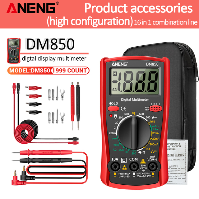 ANENG DM850 Digital Multimeter 1999 Multimeter Professional Automatic AC/DC Electricity Ammeter Meter Current Detector Tool