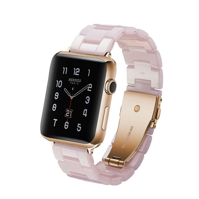 Replacement Resin Tortoise Shell Lines Watch Strap Bracelet For Apple Watch Series 5/4/3/2/1 42mm 44mm 38 and 40mm Leopard Print