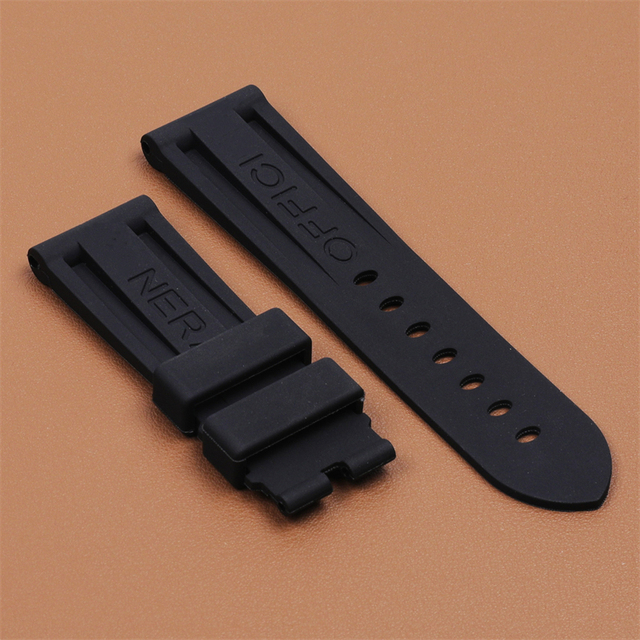 High Quality Black Blue Red Orange Army Green Watchband Silicone Rubber Strap for Panerai Pin Buckle 22mm 24mm 26mm