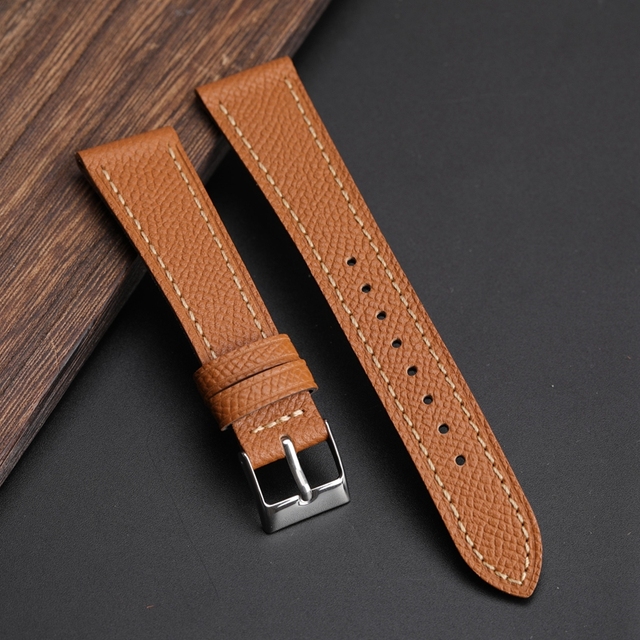 Calfskin Watch Band, Handmade, Palm Pattern, Epsom, Top Layer, 18 120 22mm, Suitable for Antique Watches