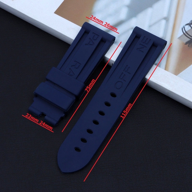 Nature Soft Silicone 24mm Watchband Bracelet for Panerai Strap for PAM389/111/441 Waterproof Watch Accessories Watch Band