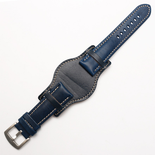 Genuine Leather Bracelet 18mm 20mm 21mm 22mm Watch Strap Man Watchband With Mat Wrist Band Handmade Leather Bracelet