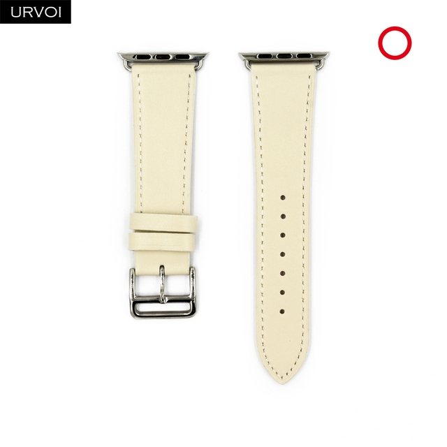 URVOI Leather Band for Apple Watch Series 7 6 SE 5 4 3 2 1 Round One for iwatch Straps Wrist Band Classic Design 41 45mm