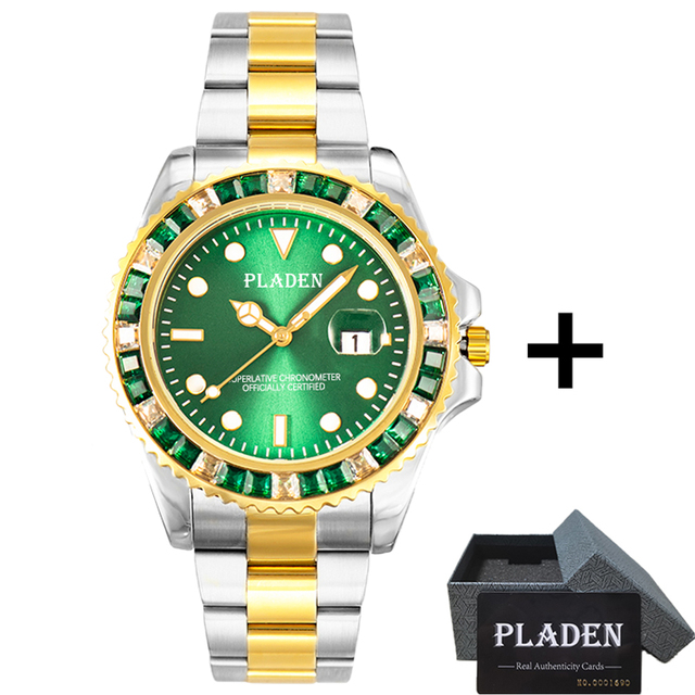 Luxury Bladen Men's Watches Fashion Green Diamond Bezel Sapphire Glass Wristwatch Automatic Date Diving AAA Watches Dropshipping