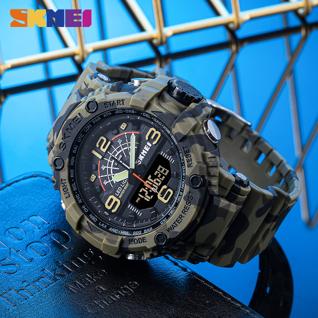 SKMEI 1617 Military Camouflage Sport Watches Stopwatch Alarm 3 Time 5Bar Waterproof Male Clock Men Watch relojes hombre 2020