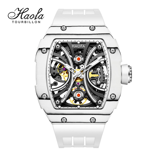 Haofa Men Automatic Mechanical Skeleton Luminous Sapphire Carbon Fiber Wrist Watches Luxury Mannen Horloge 1909 Men's Wristwatch