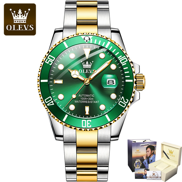 OLEVS Stainless Steel Strap Submarine Full Automatic Men's Watch Waterproof Business Automatic Mechanical Men's Wristwatch