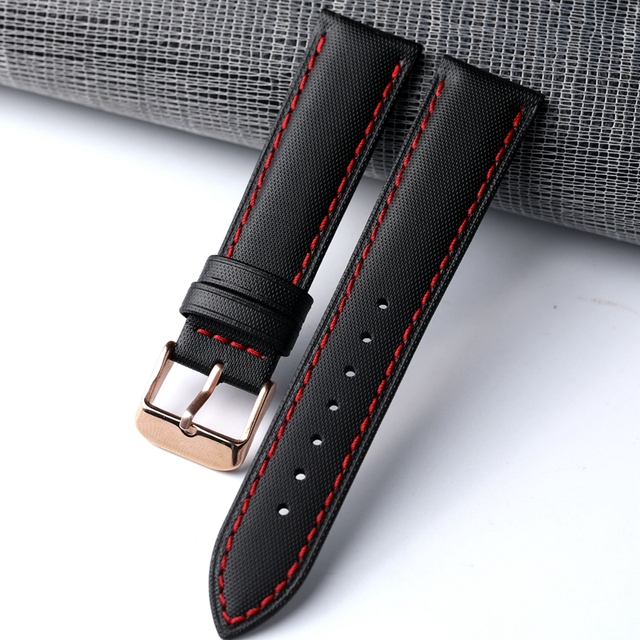 Fully handmade nylon fiber watchband 20 22mm black retro soft bracelet, men's leather strap