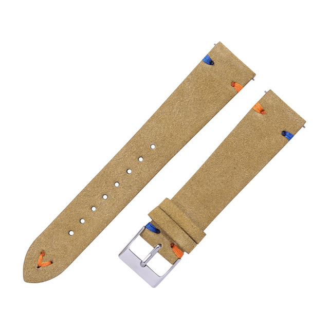 Suede Watch Straps, 18mm, 20mm, Hand-stitched, Beige, Green, Blue, Suede, for Men and Women, Quick Release