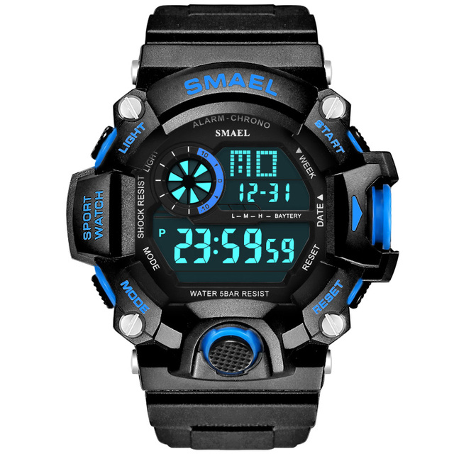 Men's Watches White Digital Watch SMAEL Sport Watch 50M Waterproof Auto Date relogio masculino Digital Military Watches Men Sport