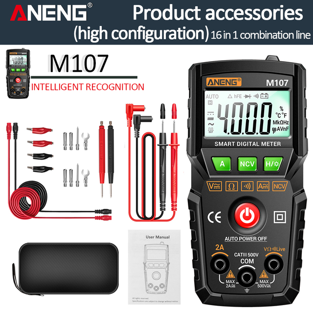 ANENG M107 Mini Digital Multimeter 4000 count Auto tester digital multimetre profesional testeur electrique multímetro test