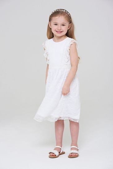 Amelia Rose Childrens White Lace Dress