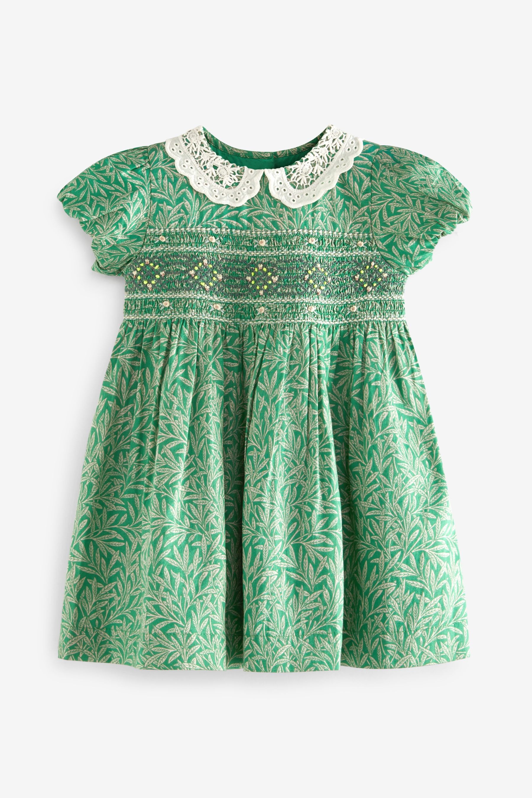 Lace Collar Shirred Cotton Dress (3mths-8yrs)