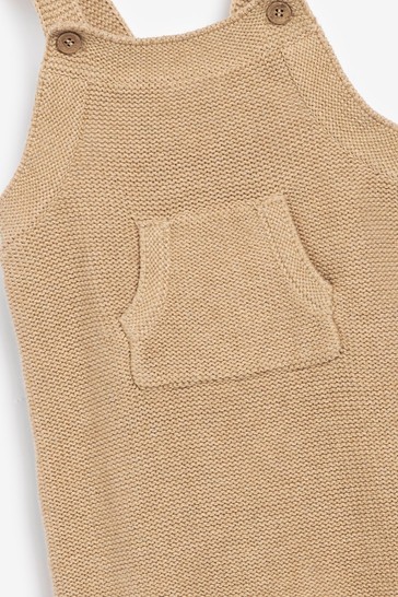 The Little Tailor Caramel Knitted Baby Dungarees