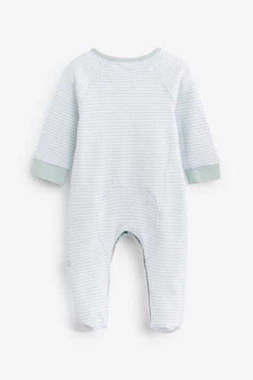 The Little Tailor Blue Stripe Jersey Rocking Horse Sleepsuit