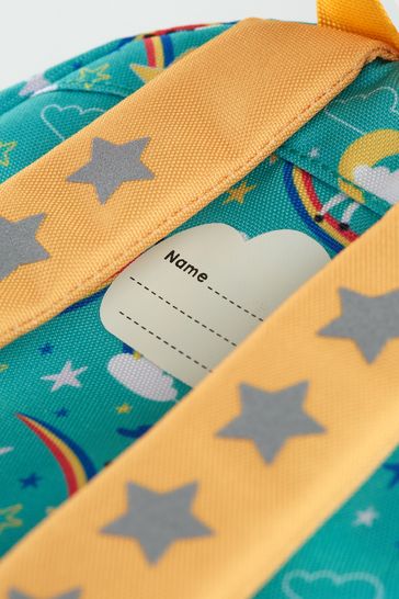 Frugi Aqua Blue Recycled Backpack with Reins Unicorn