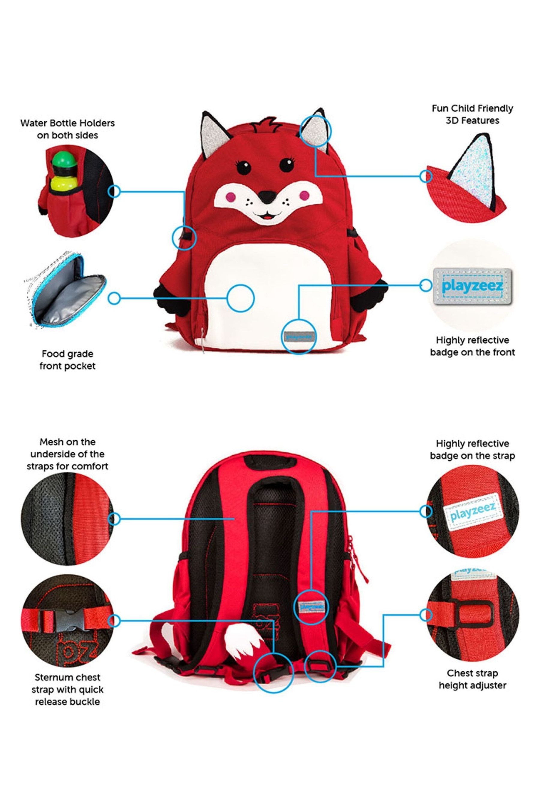 Playzeez Amber Red The Fox Backpack