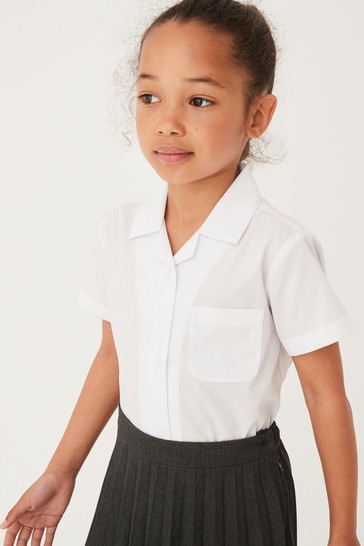 2 Pack Short Sleeve Revere Collar School Shirts (3-17yrs)