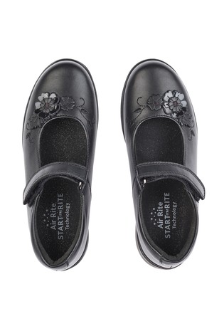 Start Rite Wish Black Leather Pretty School Shoe