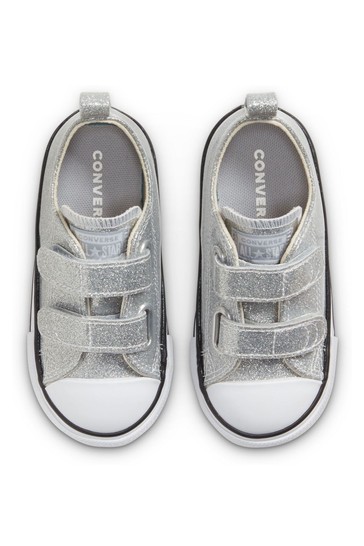 Converse Silver 2V Glitter Junior Trainers