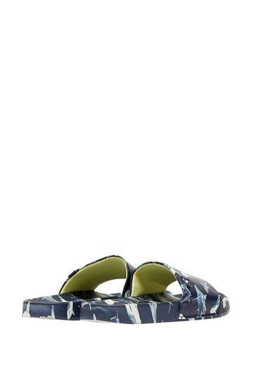 Joules Junior Poolside Shark 	Blue Printed Sliders