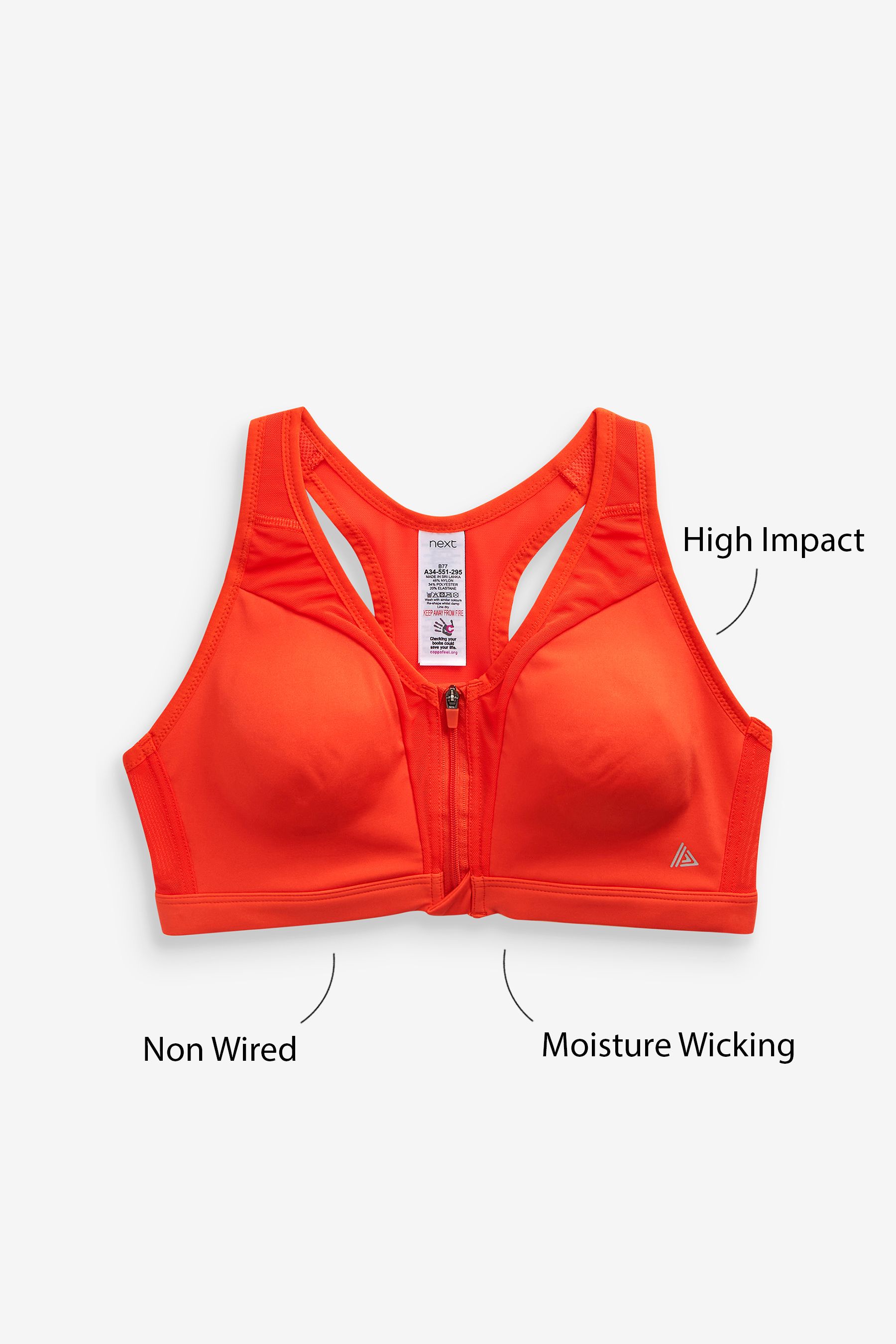 Next Active Sports High Impact Zip Front Bra