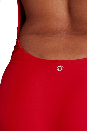 adidas Red 3 Stripe Swimsuit