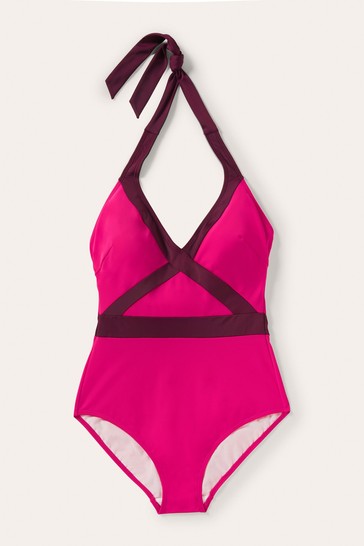 Boden Pink Kefalonia Halterneck Swimsuit