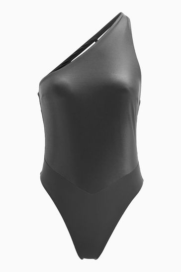 Calvin Klein Womens Black Core Essential One Shoulder One Piece