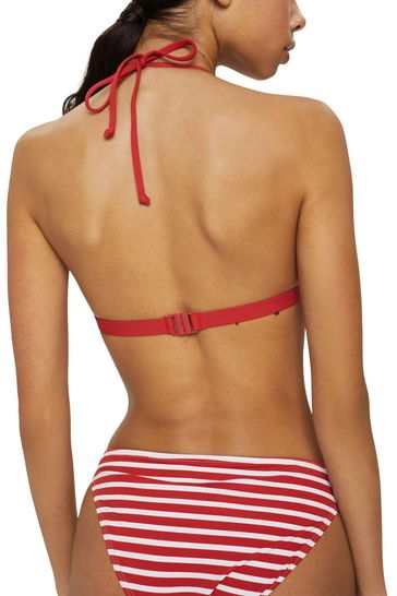Esprit Red Recycled Striped Padded Halter Top