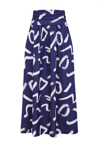 HotSquash Navy/White Roll Top Maxi Skirt