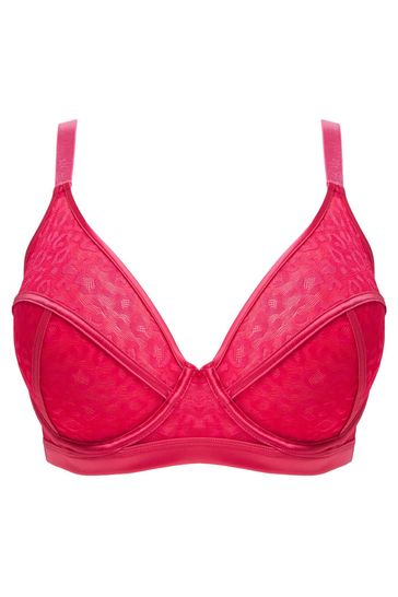 Figleaves Womens Red Leopard Pimlico Non-Pad Underwired Plunge Bra