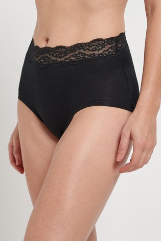 Lace Trim Cotton Blend Knickers 7 Pack Full Brief