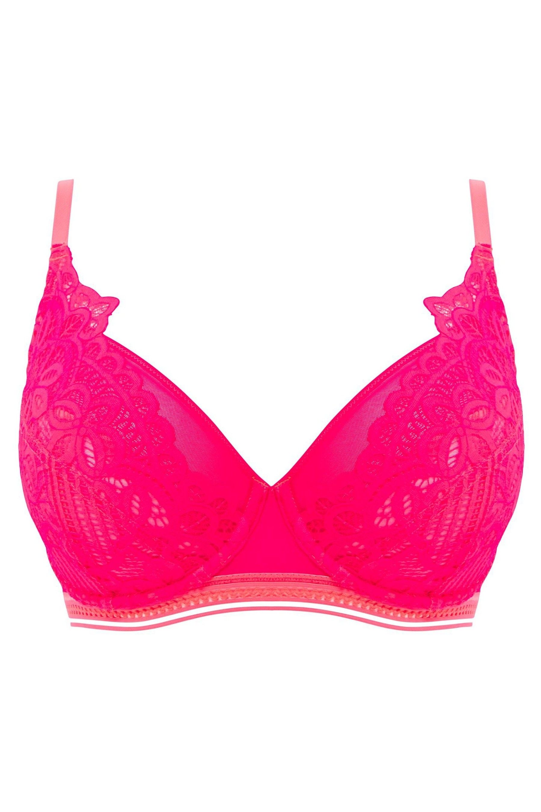 Figleaves Women Neon Pink Harper Geometric Lace Full Cup Underwired Bra