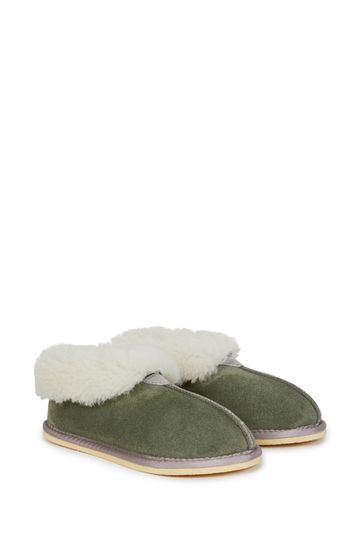 Celtic & Co. Ladies Green Sheepskin Bootee Slippers