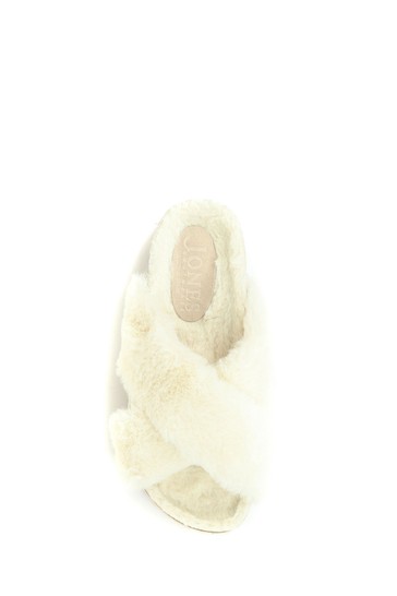 Jones Bootmaker Cream Totto Faux-Fur Slider Slippers