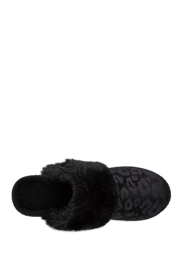 Totes Isotoner Ladies Velour Heeled Mule Slippers