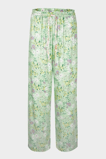 Oliver Bonas Green Field Floral Print Green Shirt And Trousers Pyjama Set