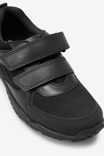حذاء مدرسي بحزام مزدوج من الجلد ضيق (E)