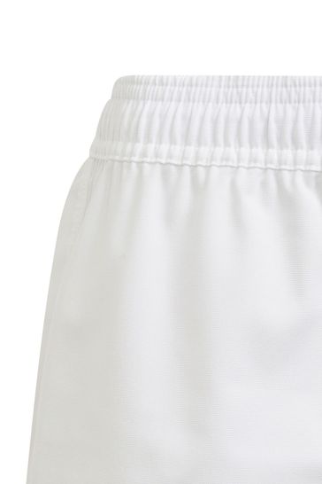 adidas Youth White Rugby 3 Stripe Shorts