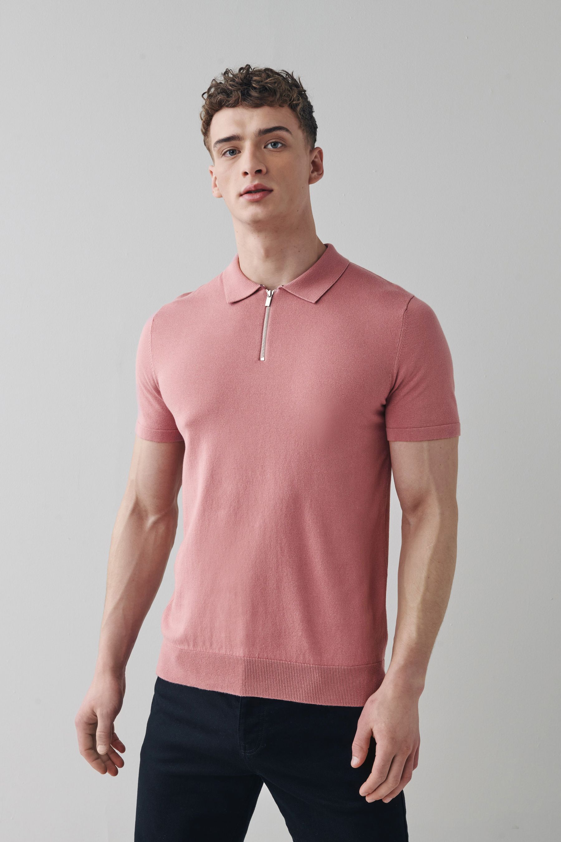 Knitted Zip Polo Shirt