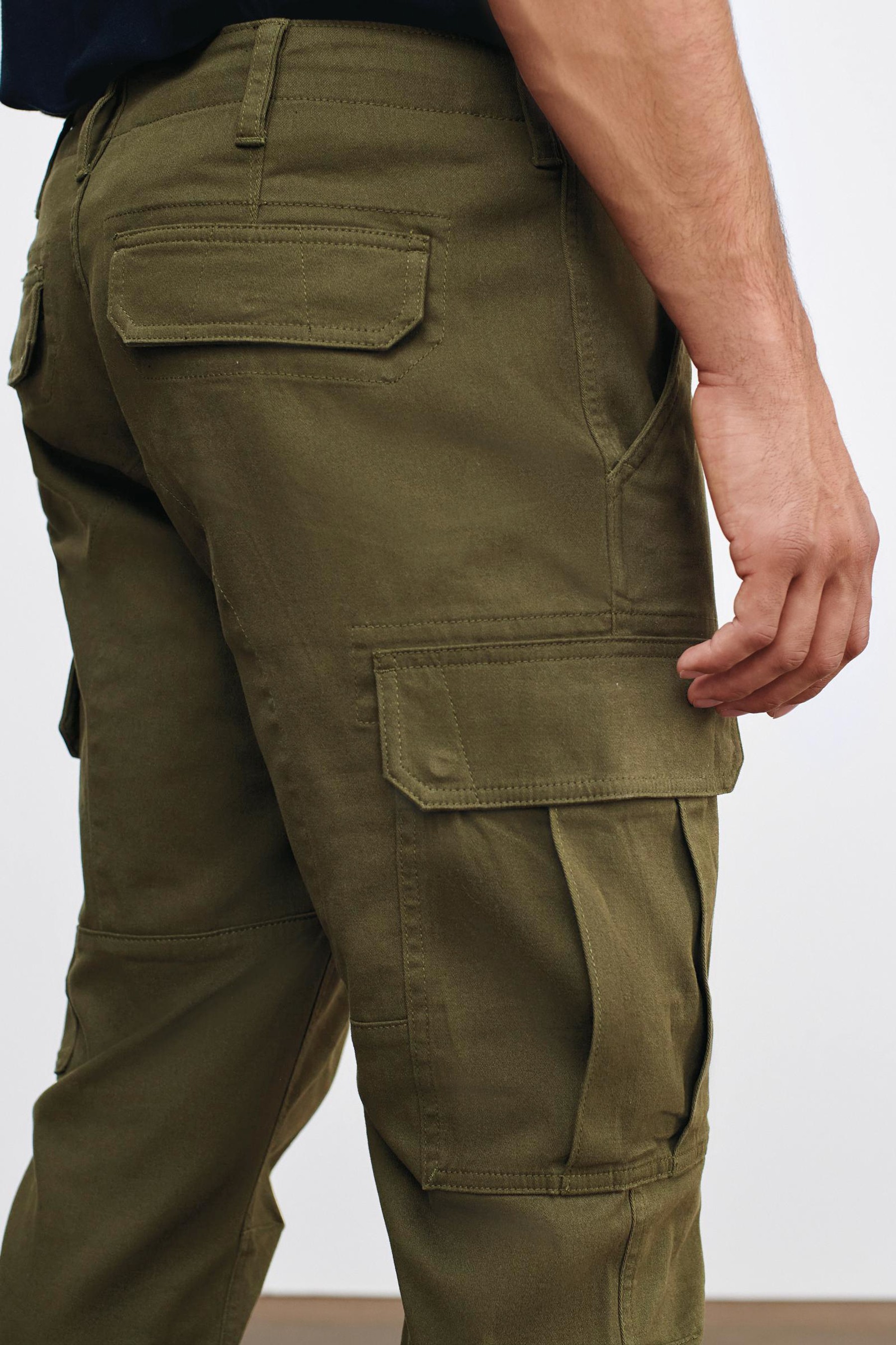 Cotton Stretch Cargo Trousers Slim Fit