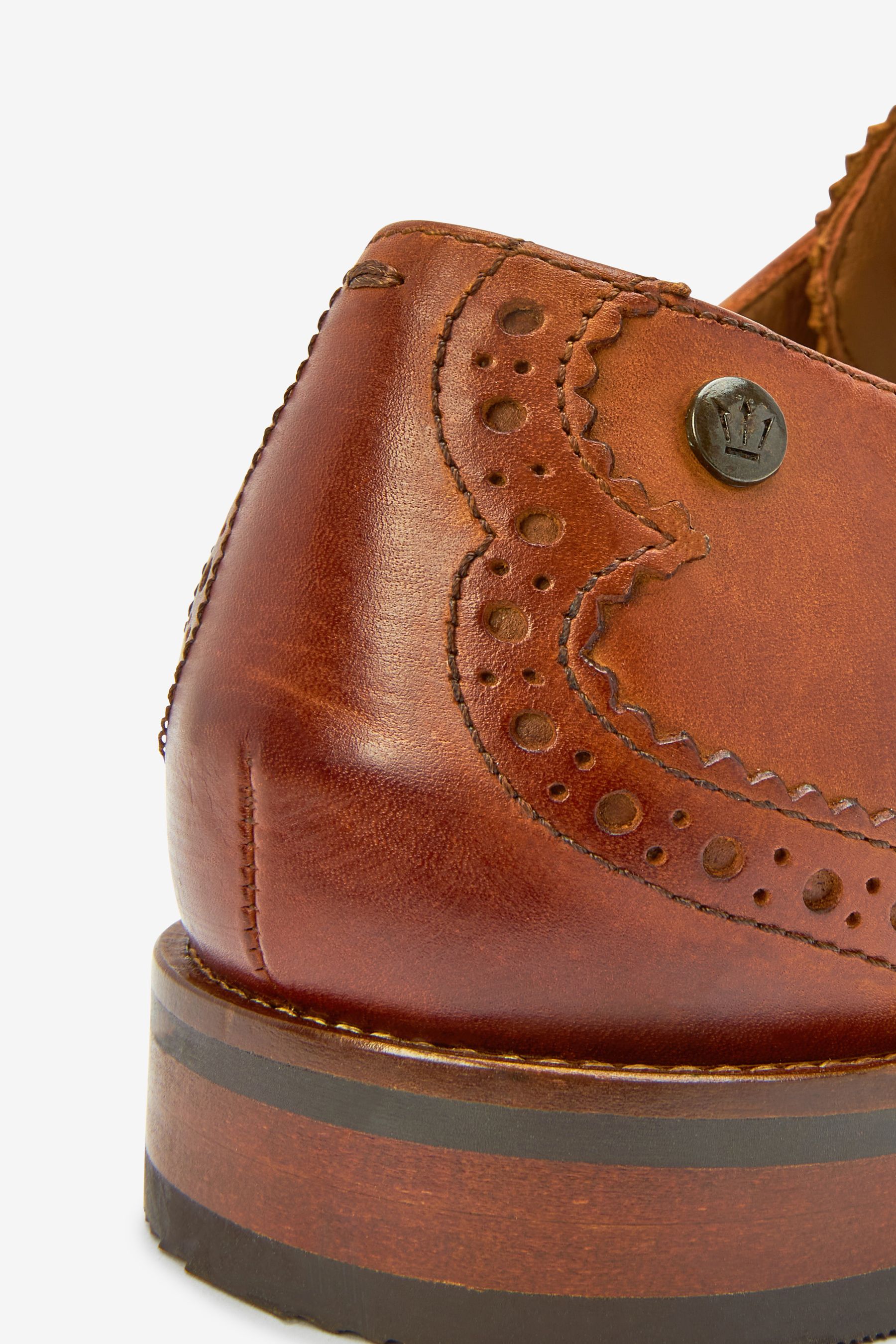 Leather Contrast Sole Derby Shoes