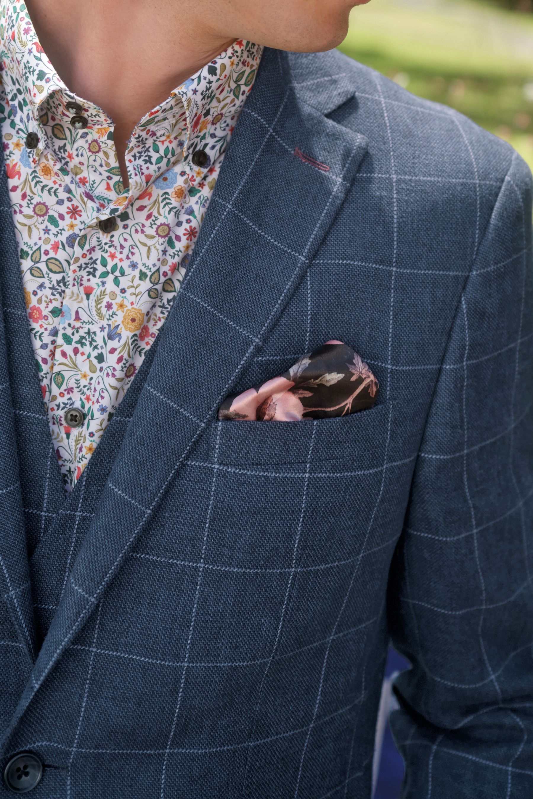 Windowpane Check Linen Blend Blazer