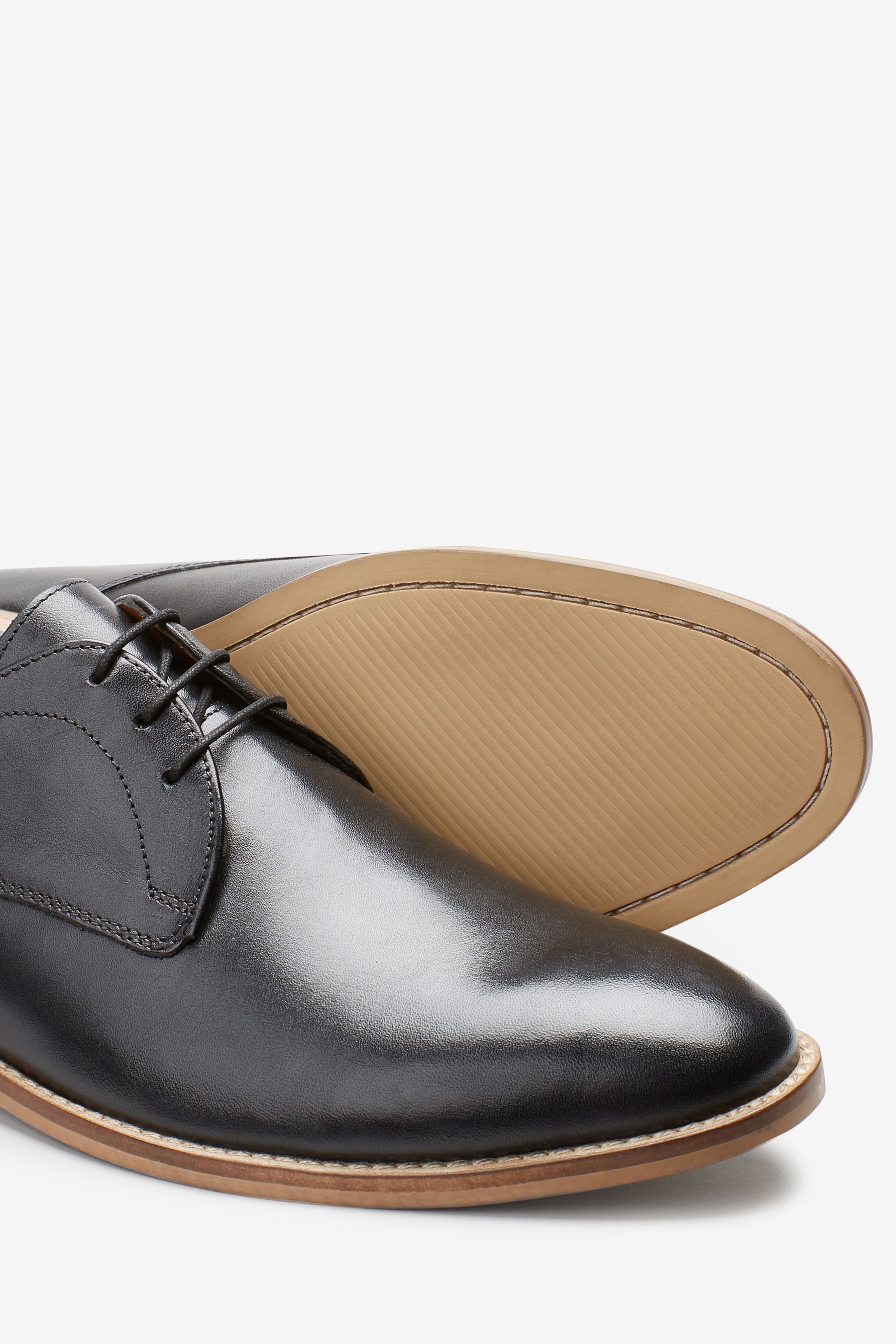 Contrast Sole Leather Derby Shoes Regular Fit