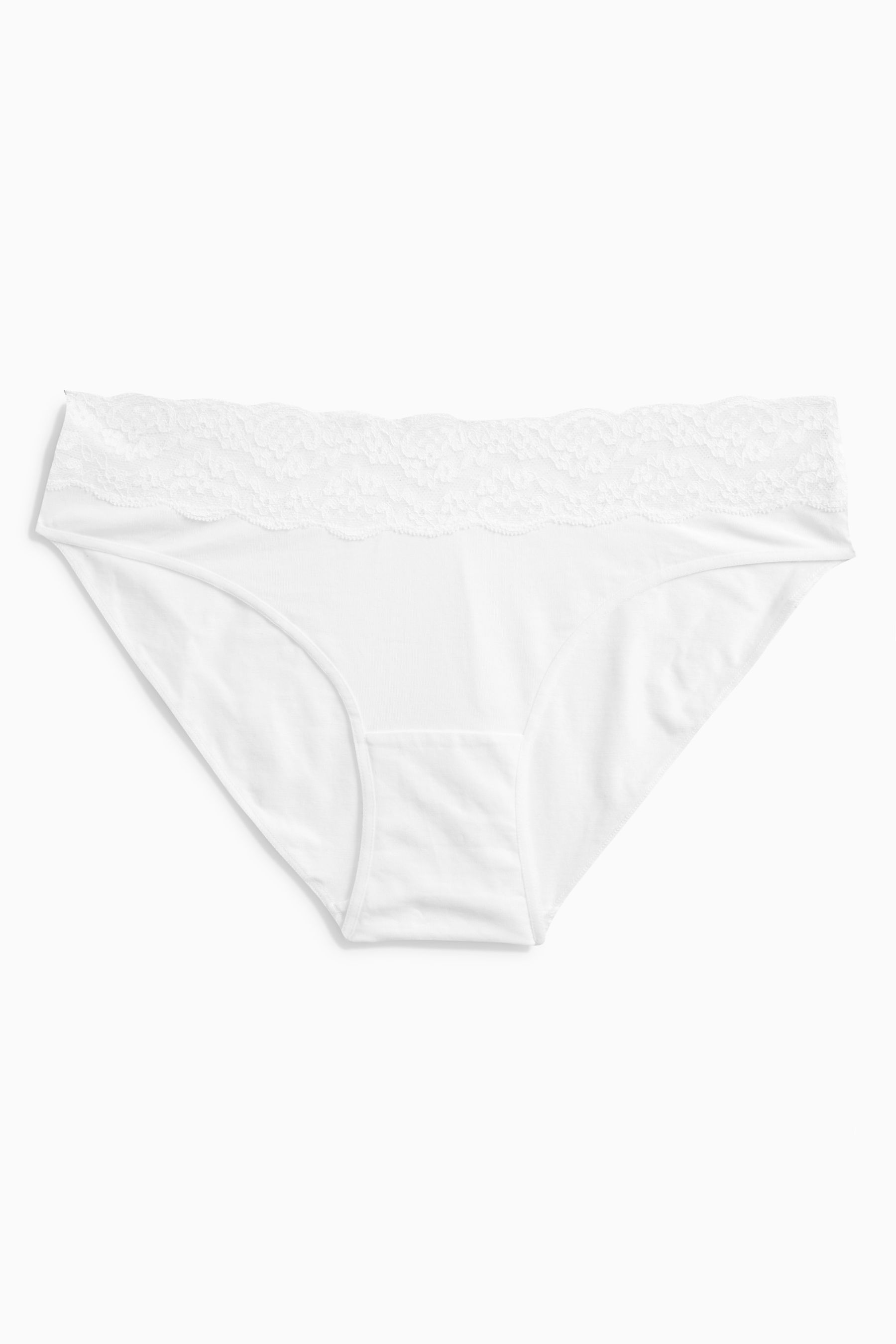 Lace Trim Cotton Blend Knickers 4 Pack High Leg