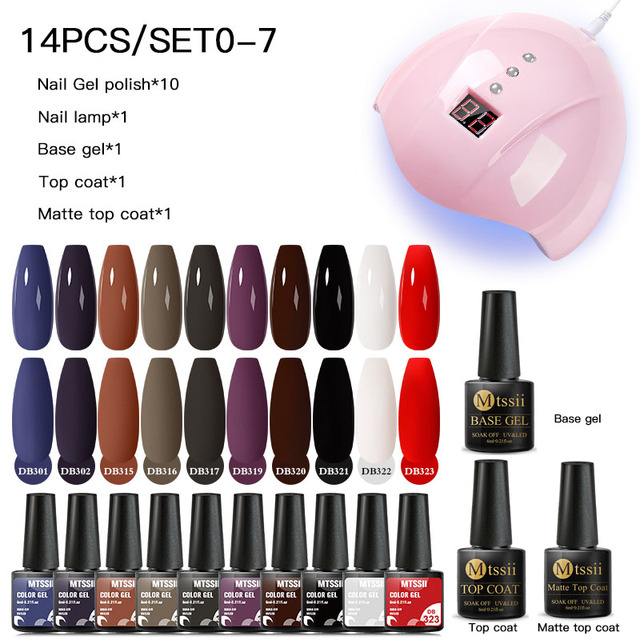 Mtssii 16/60pcs Nail Gel Polish Set Semi Permanent Pure Color and Glitter Gel Set Soak Off UV Gel for Nail Art Beauty DIY Design