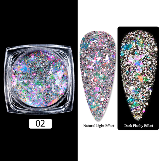 Gold Sliver Nail Reflective Crystals Powder Rainbow Glitter Shiny Pigment Iridescent Glass Micro Drill Nails Art Decoration