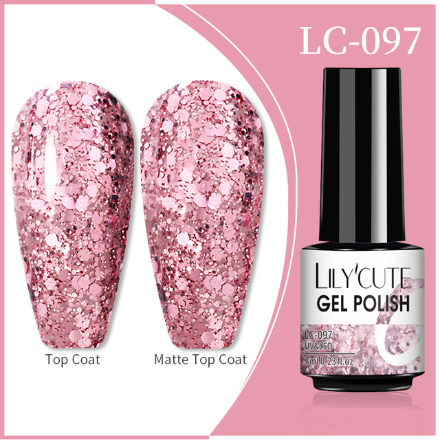 LILYCUTE 7ml Glitter Gel Nail Polish 12 Colors Semi Permanent Laser Sequins Soak Off UV Colorful Gel DIY Nail Art Polish Lacquer