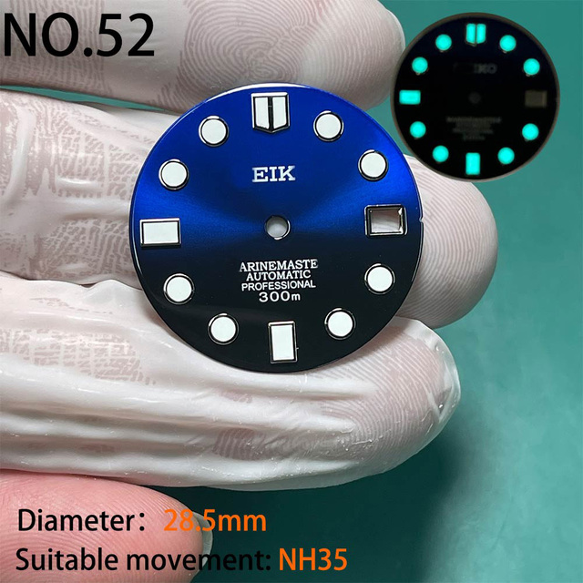 Nh35 watch double dial new C3 luminous modified craft watch skx007 SKX006 small millimeter 28.5mm abalone nh35 universal